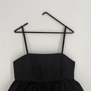 Cos Voluminous Textured Midi Dress In Black
